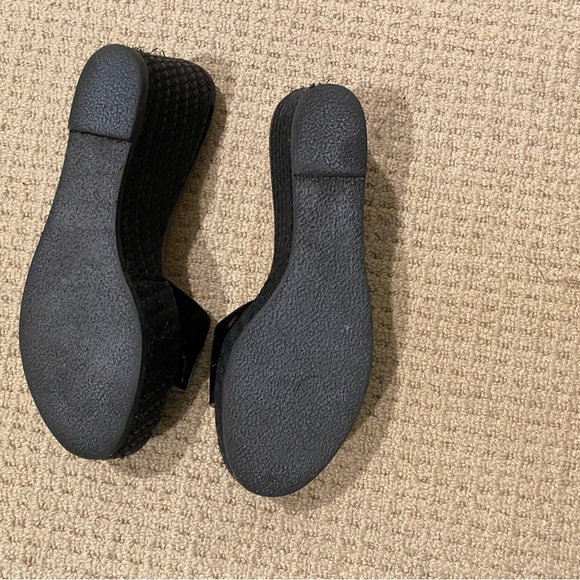 PRADA Black Wedge Sandals Size 7.5 - Picture 3 of 3